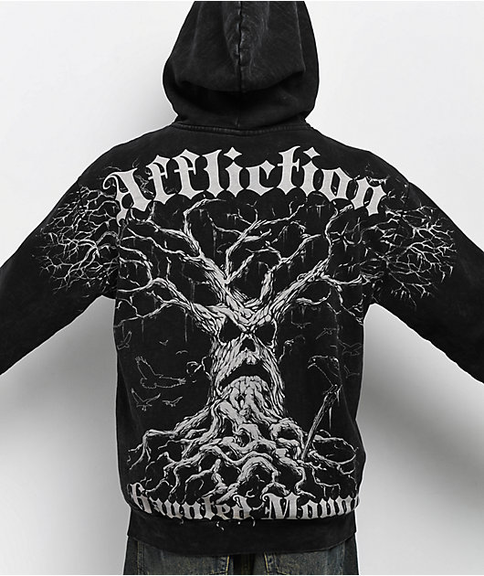 Affliction x Haunted Mound Harold Black Wash Zip Hoodie