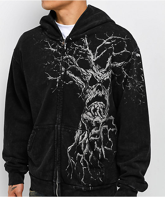 Affliction x Haunted Mound Harold Black Wash Zip Hoodie
