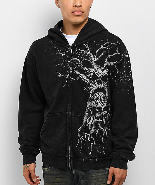 Affliction x Haunted Mound Harold Black Wash Zip Hoodie