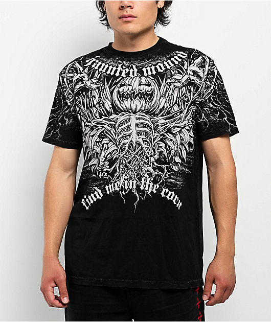 Affliction x Haunted Mound Jacko Man Black Wash T-Shirt | Zumiez