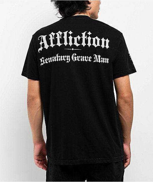 Affliction x Haunted Mound Sematary Grave Man Black Wash T-Shirt