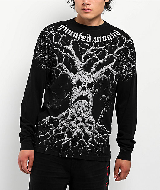 Affliction x Haunted Mound Tree Black Wash Long Sleeve T-Shirt