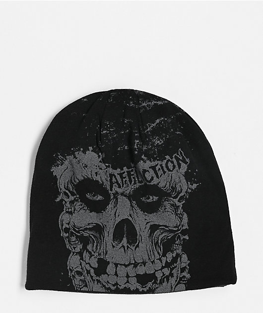 Affliction x Misfits Black Reversible Skully Beanie