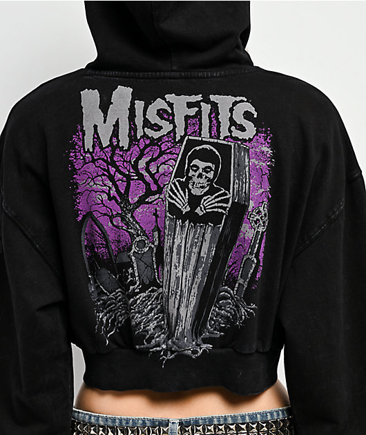 Affliction x Misfits Crypt Black Crop Zip Hoodie