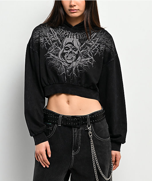 Affliction x Misfits Reaper Black Crop Hoodie | Zumiez