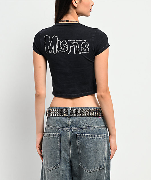 Affliction x Misfits Skully Black Crop T-Shirt