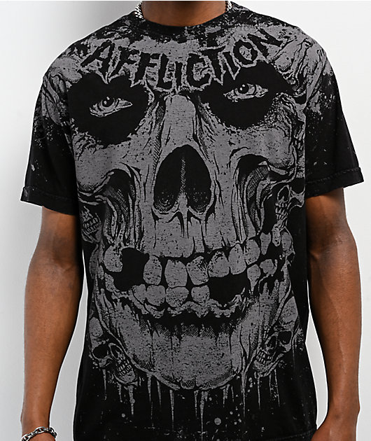 Affliction x Misfits Skully Black Wash T-Shirt | Zumiez