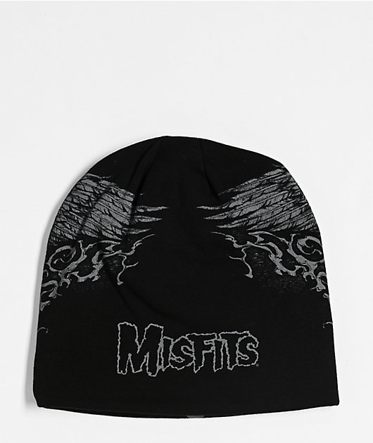 Affliction x Misfits Wings Black Reversible Skully Beanie | Zumiez