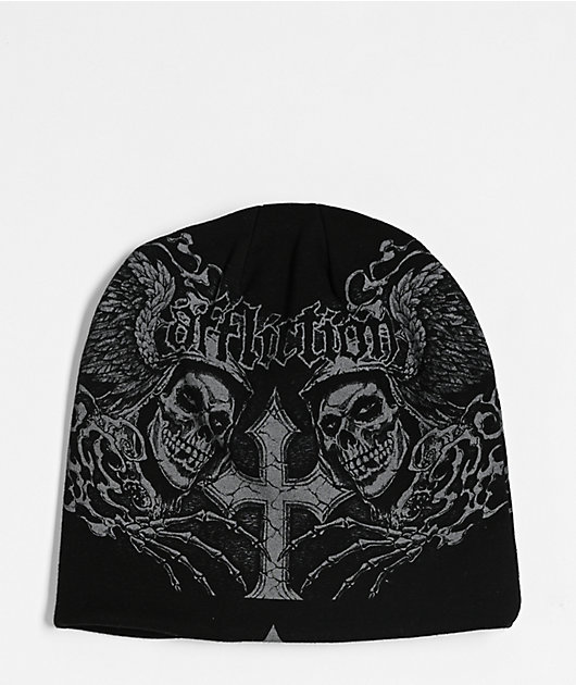 Affliction x Misfits Wings Black Reversible Skully Beanie | Zumiez