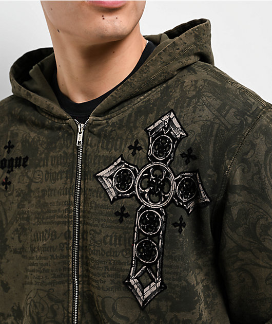 Affliction x Rogue Crosses Dark Brown Zip Hoodie | Zumiez Affliction x Rogue Crosses Dark Brown Zip Hoodie | Zumiez