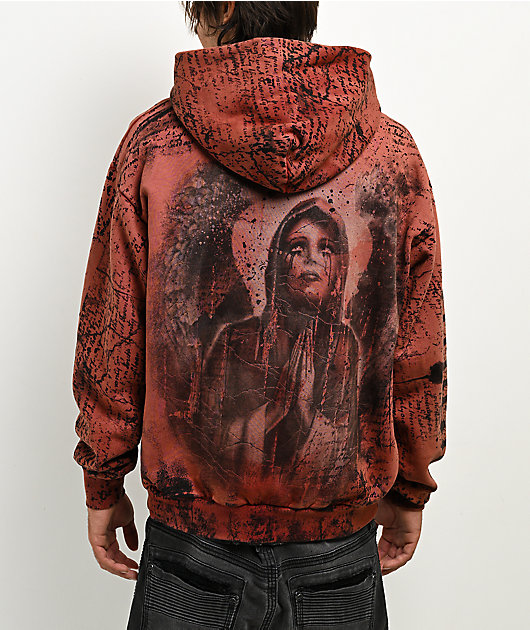 Affliction x Rogue Mourning Orange Zip Hoodie