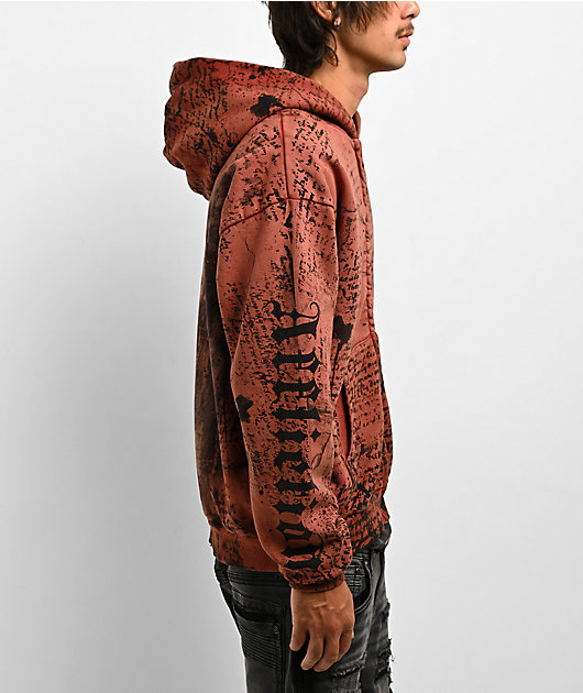 Affliction x Rogue Mourning Washed Red Zip Hoodie