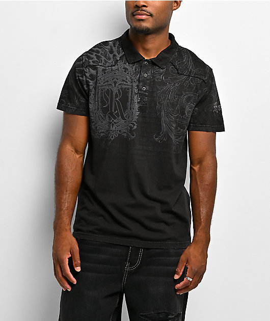 Affliction x Rogue Scribe Black Polo T-Shirt