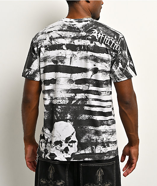 Affliction x Rogue Striped White T-Shirt