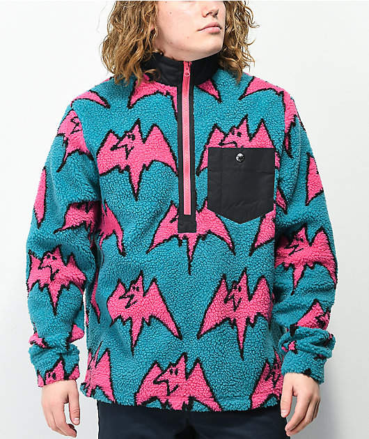 Airblaster Sherpa Blue & Pink Half Zip Sweatshirt