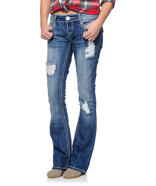 destroyed bootcut jeans