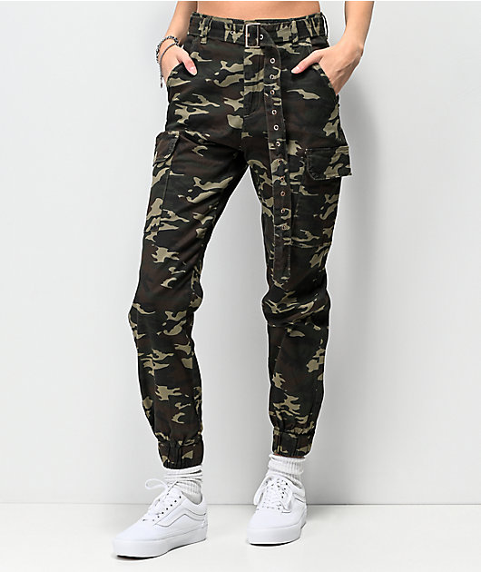 Almost Famous Belted Camo Cargo Jogger 