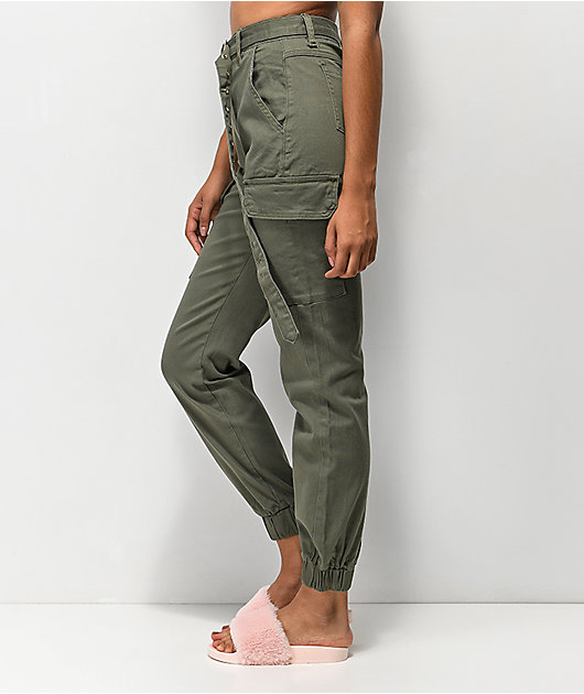 Black Eyelet Detail Belted Cargo Trousers  PrettyLittleThing