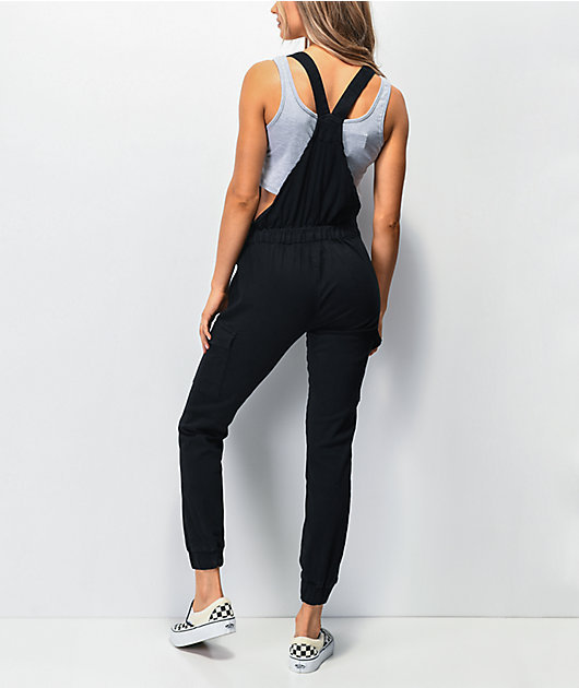 black jogger overalls