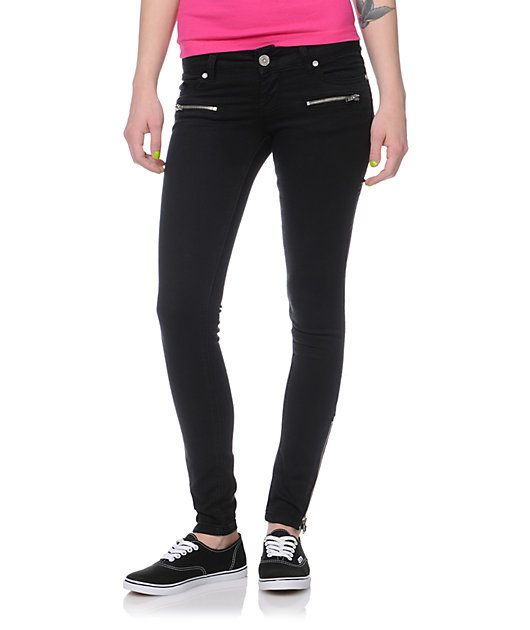 black jeggings with zippers