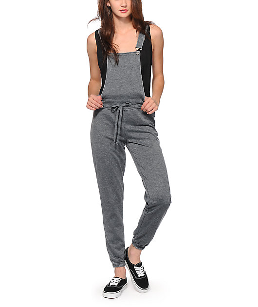 Almost Famous Charcoal Overall Jogger Pants