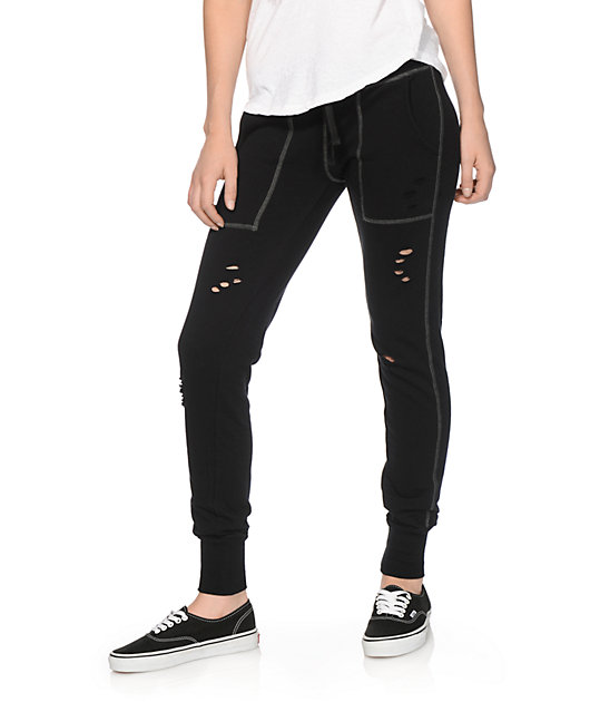 Almost Famous Distressed Black Jogger 