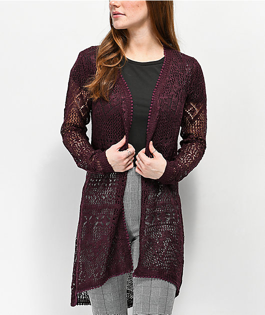 burgundy duster cardigan