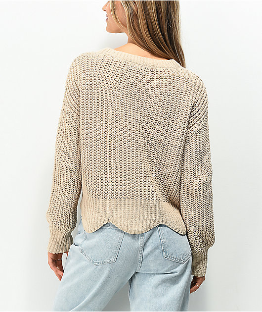 Almost Famous Nude Cable Mix Stitch Sweater