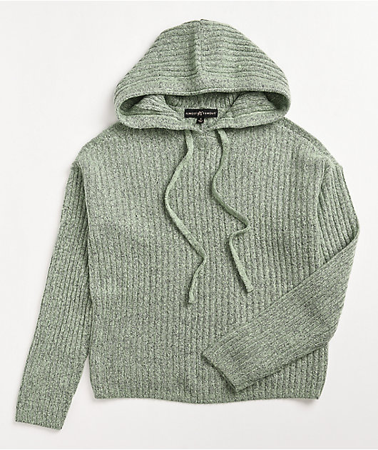 green hooded sweater