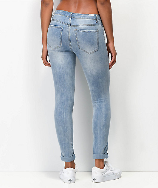 Almost Famous Roll Up Light Wash Skinny Jeans