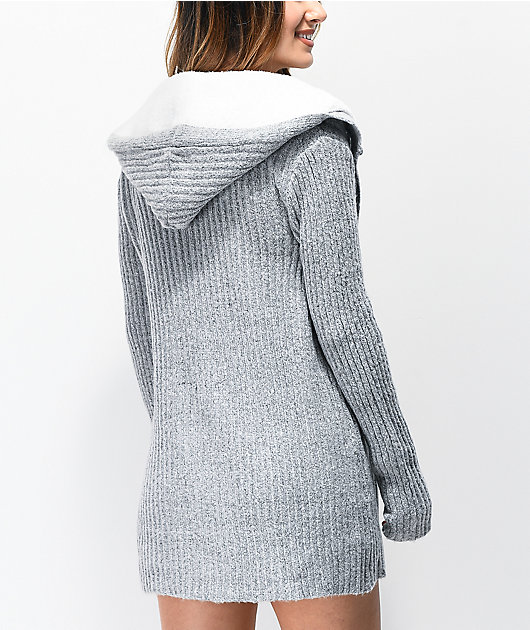 sherpa lined hooded cardigan