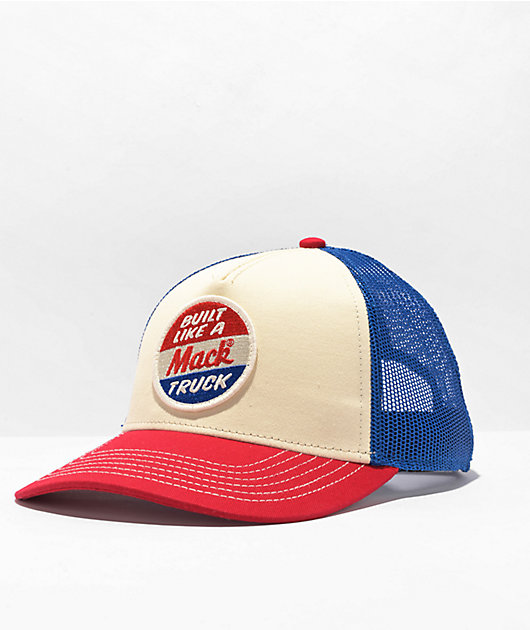 American Needle Built Like Mack Red & Blue Trucker Hat