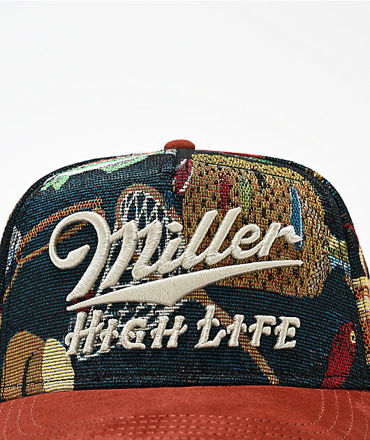 American Needle x Miller High Life Fish Tapestry Red Snapback Hat