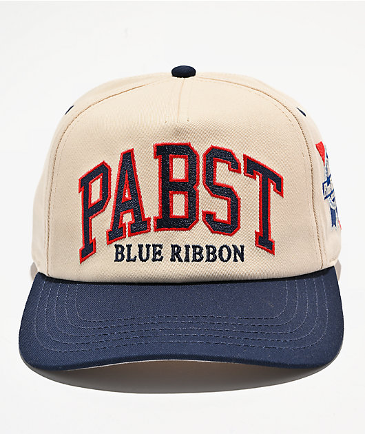 American Needle x Pabst Blue Ribbon Roscoe Beige & Navy Snapback Hat