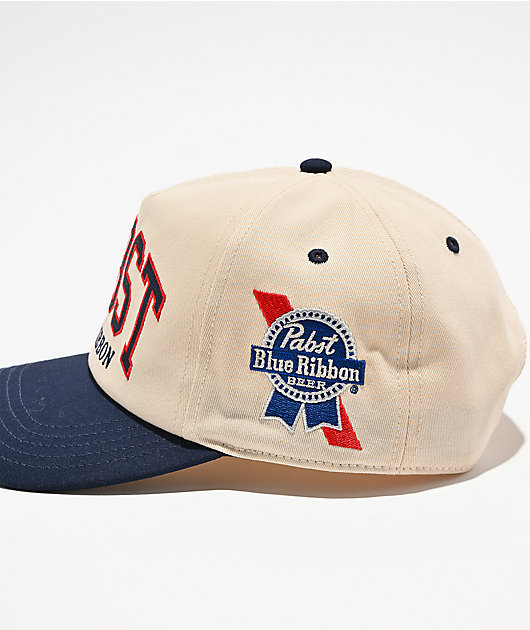 American Needle x Pabst Blue Ribbon Roscoe Beige & Navy Snapback Hat