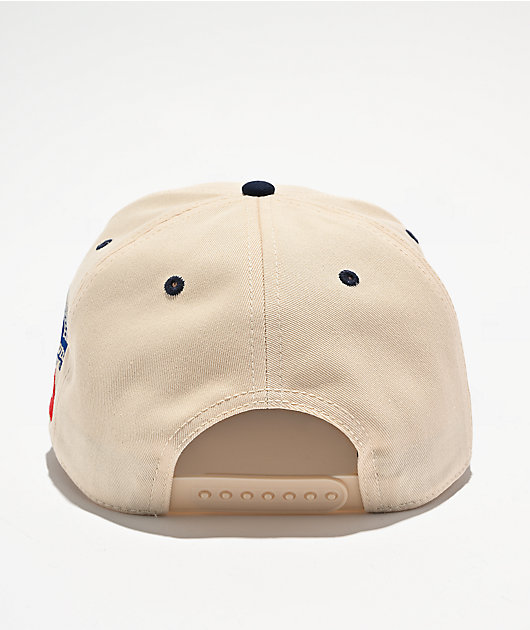 American Needle x Pabst Blue Ribbon Roscoe Beige & Navy Snapback Hat