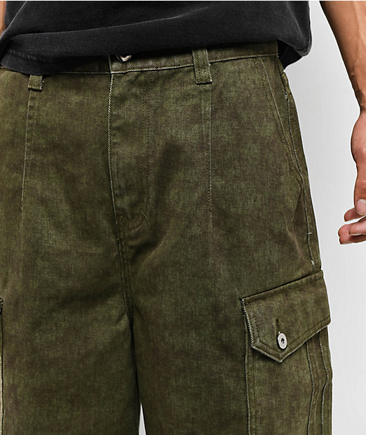 American Stitch Baggy Green Wash Cargo Denim Shorts