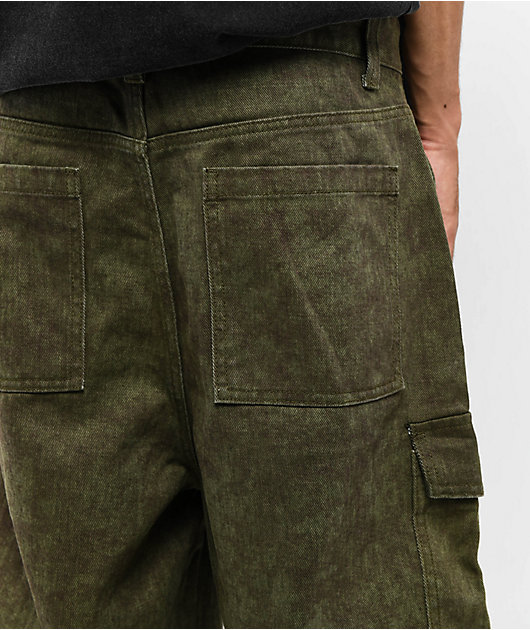 American Stitch Baggy Green Wash Cargo Denim Shorts
