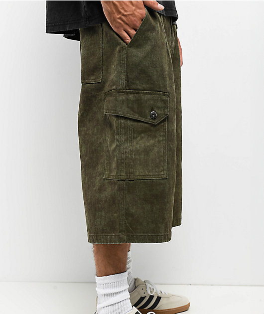 American Stitch Baggy Green Wash Cargo Denim Shorts