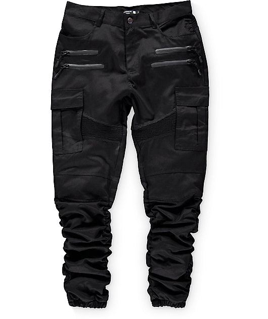 american stitch black cargo moto twill bungee jogger pants