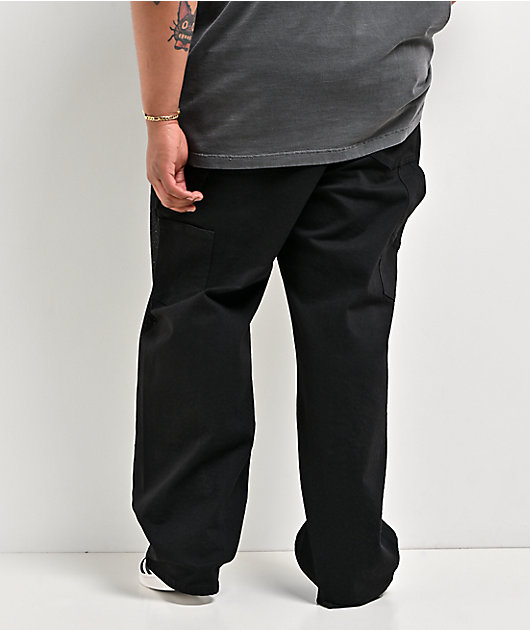 American Stitch Cross Rhinestone Double Knee Black Carpenter Jeans