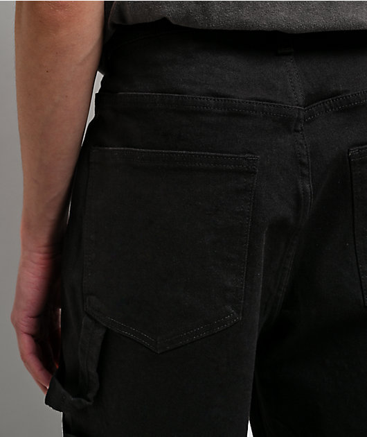 American Stitch Cross Rhinestone Double Knee Black Carpenter Jeans