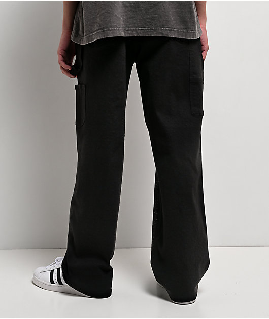 American Stitch Cross Rhinestone Double Knee Black Carpenter Jeans