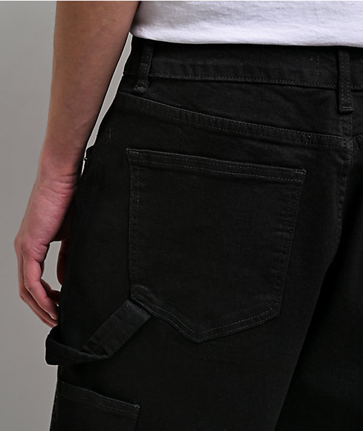 American Stitch Cross Rhinestone Double Knee Black Carpenter Shorts