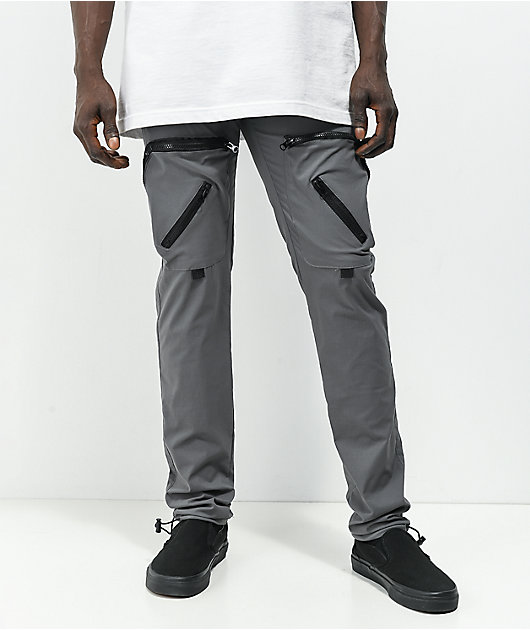 【oan】Grey Stitch Pants American Stitch Multi Pocket Reflective Grey Cargo Pants at