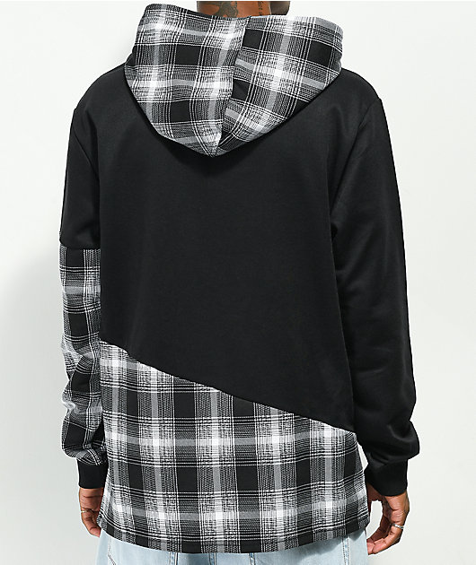 Multi Pocket Black \u0026 Plaid Hoodie