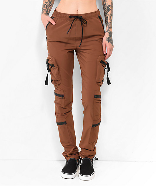 American Stitch Multi Pocket Reflective Brown Cargo Pants | Zumiez