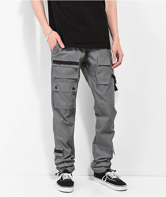 American Stitch Multi Pocket Reflective Grey Cargo Pants