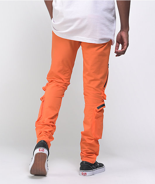 Ampere Flourish Fejl American Stitch Orange Nylon Cargo Pants | Zumiez