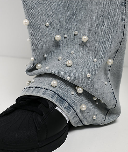 く*ち様 00s OLD skate wide baggy stitch den Check-5 Baggy Denim Pants in Black | Vans